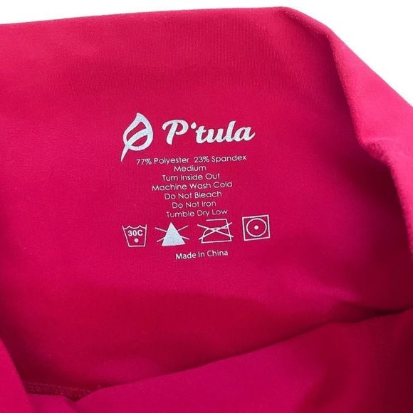 P'tula Alaniah High Rise Red Leggings with Side Pocket Women's size Medium - Picture 7 of 7